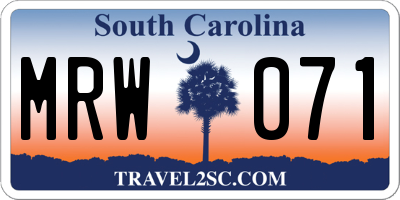 SC license plate MRW071