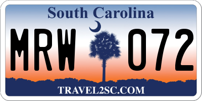 SC license plate MRW072