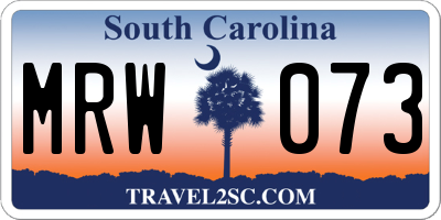 SC license plate MRW073