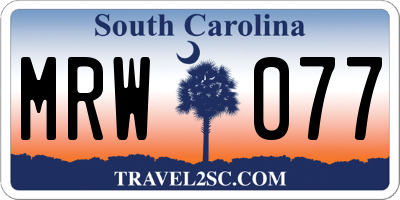 SC license plate MRW077