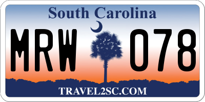 SC license plate MRW078