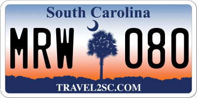 SC license plate MRW080