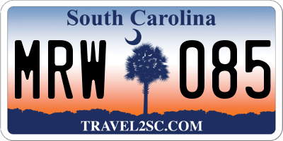 SC license plate MRW085