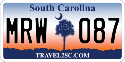 SC license plate MRW087