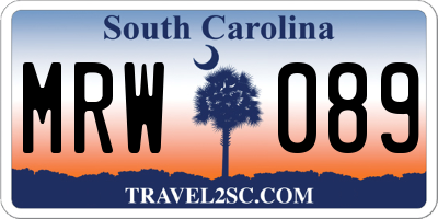 SC license plate MRW089