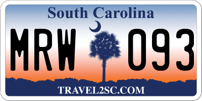 SC license plate MRW093