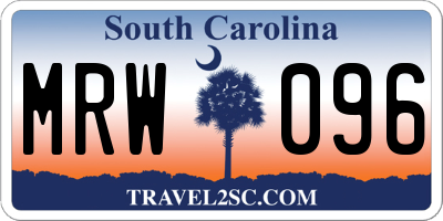 SC license plate MRW096