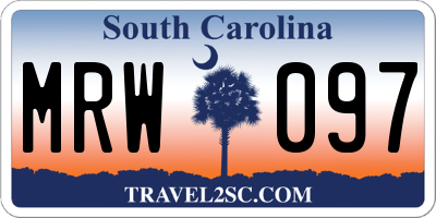 SC license plate MRW097