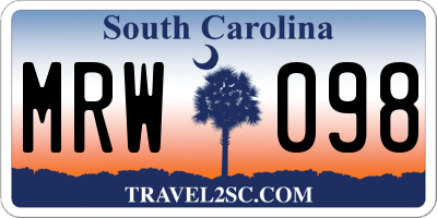 SC license plate MRW098