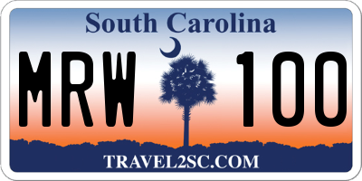 SC license plate MRW100