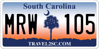 SC license plate MRW105
