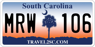 SC license plate MRW106