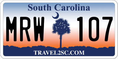 SC license plate MRW107
