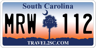 SC license plate MRW112