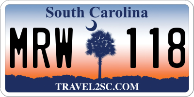 SC license plate MRW118