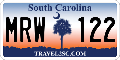 SC license plate MRW122