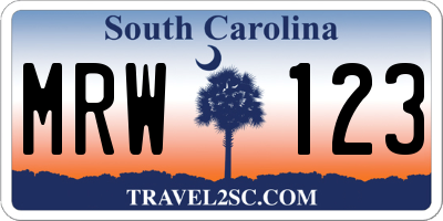 SC license plate MRW123