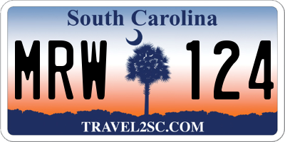 SC license plate MRW124