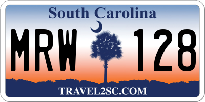 SC license plate MRW128