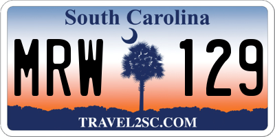 SC license plate MRW129