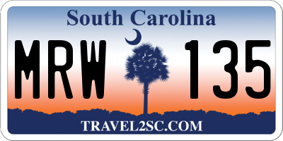 SC license plate MRW135
