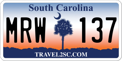 SC license plate MRW137