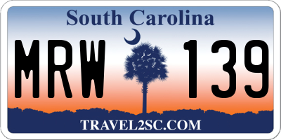 SC license plate MRW139