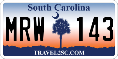 SC license plate MRW143