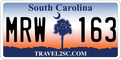 SC license plate MRW163
