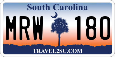 SC license plate MRW180