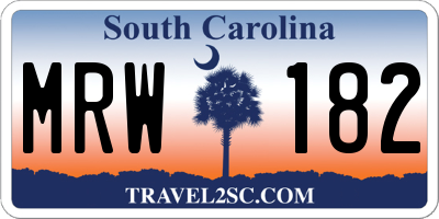 SC license plate MRW182