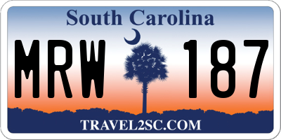 SC license plate MRW187