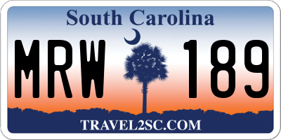 SC license plate MRW189