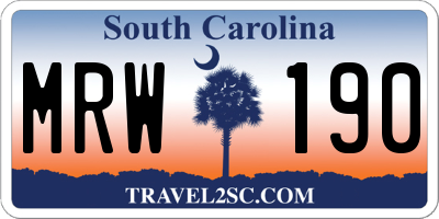 SC license plate MRW190