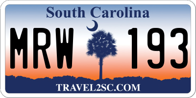 SC license plate MRW193