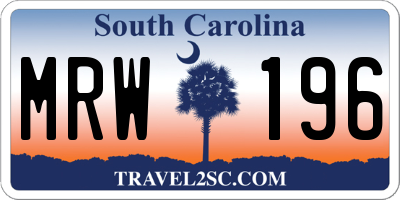 SC license plate MRW196