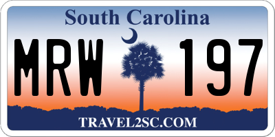 SC license plate MRW197