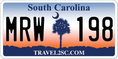 SC license plate MRW198