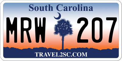 SC license plate MRW207