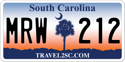 SC license plate MRW212