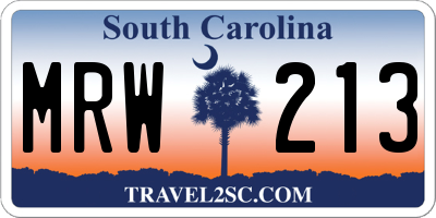SC license plate MRW213