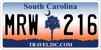 SC license plate MRW216