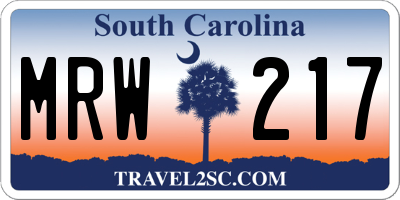 SC license plate MRW217