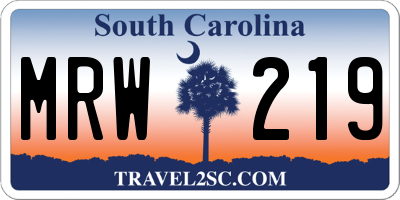 SC license plate MRW219
