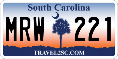 SC license plate MRW221