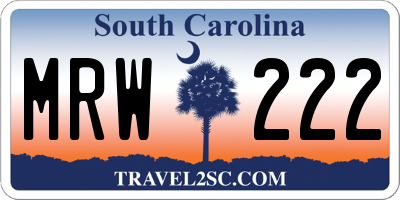 SC license plate MRW222