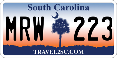 SC license plate MRW223
