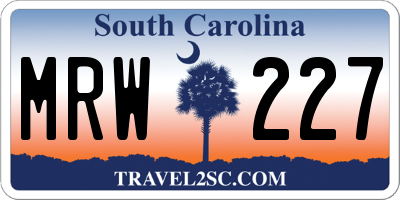 SC license plate MRW227
