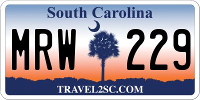SC license plate MRW229