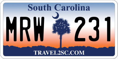 SC license plate MRW231
